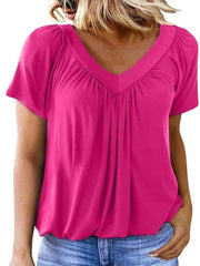 Women's Casual Short Sleeve V Neck Basic T-shirts