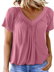 Women's Casual Short Sleeve V Neck Basic T-shirts