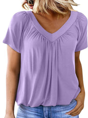 Women's Casual Short Sleeve V Neck Basic T-shirts