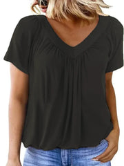 Women's Casual Short Sleeve V Neck Basic T-shirts