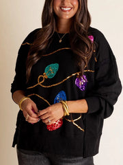 Women's Christmas Light Sequin Sweatshirt