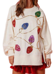 Women's Christmas Light Sequin Sweatshirt