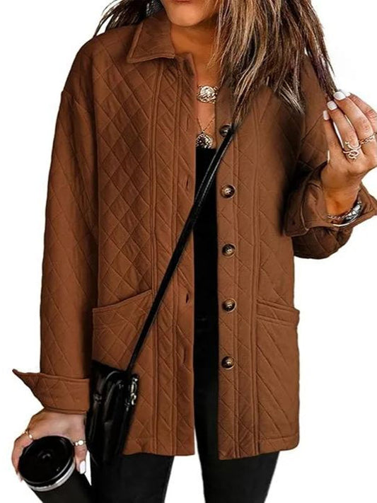 Women's Casual Button Down Long Sleeve Quilted Jackets