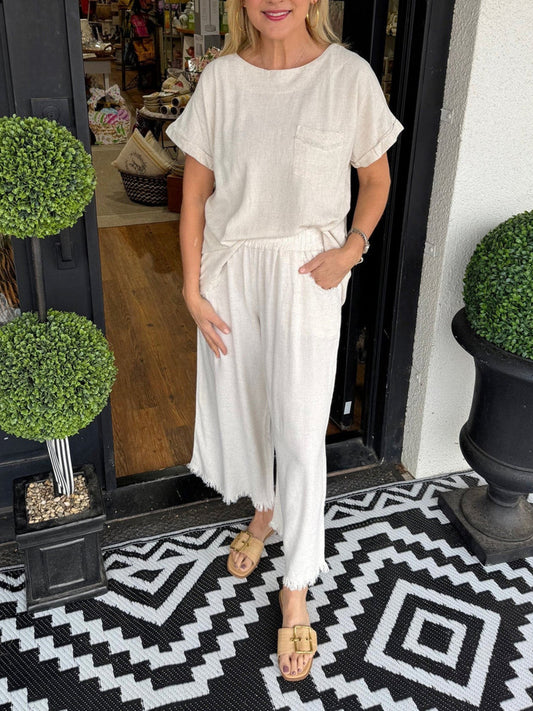 Women's Casual Solid Cotton Linen Lounge Set