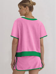 Hot Sale - Summer Colorblock T-Shirt and Skort 2Pcs Set