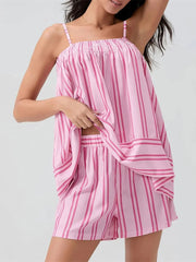 Women's Striped Tank Top and Shorts Two-Piece Set