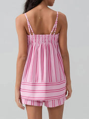 Women's Striped Tank Top and Shorts Two-Piece Set