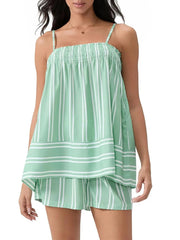 Women's Striped Tank Top and Shorts Two-Piece Set
