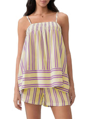 Women's Striped Tank Top and Shorts Two-Piece Set