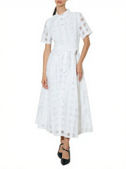 Women's Button Down Organza Maxi Shirt Dress