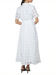 Women's Button Down Organza Maxi Shirt Dress
