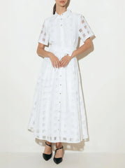 Women's Button Down Organza Maxi Shirt Dress