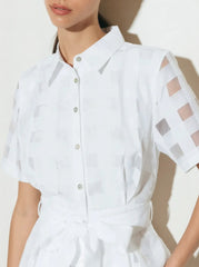 Women's Button Down Organza Maxi Shirt Dress