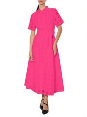 Women's Button Down Organza Maxi Shirt Dress