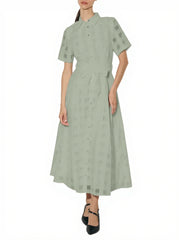 Women's Button Down Organza Maxi Shirt Dress