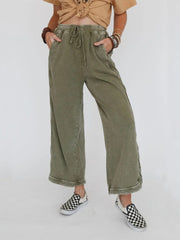 Women's Acid Washed Faded Wide Leg Pants