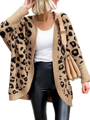 Women's Leopard Print Long Sleeve Cardigan Jacket