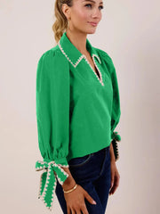 Women's Cute Bow Long Sleeve Shirt