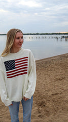 Women's Patriotic Flag Knit Sweater
