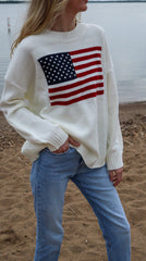 Women's Patriotic Flag Knit Sweater