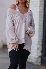 Women's V-Neck Loose Long Sleeve Top