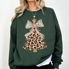 Leopard Print Christmas Tree Crewneck Sweatshirt