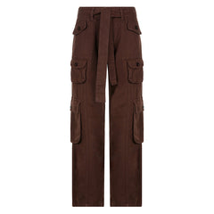 High-waisted multi-pocket straight overalls