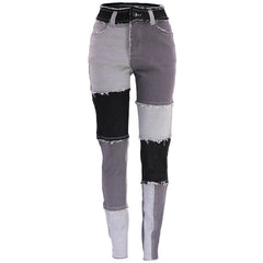 Fashion Color-blocking Skinny Jeans