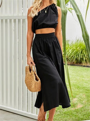 Women's Tie Knot One Shoulder Tank Top Outfits