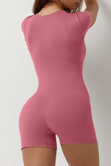 Women's Stretchy Square Neck Sexy Short Sleeve Jumpsuit