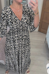 New Bohemian Casual Print V-neck Long Dress