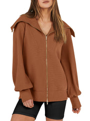 Women's Oversized Zip Up Sweatshirt