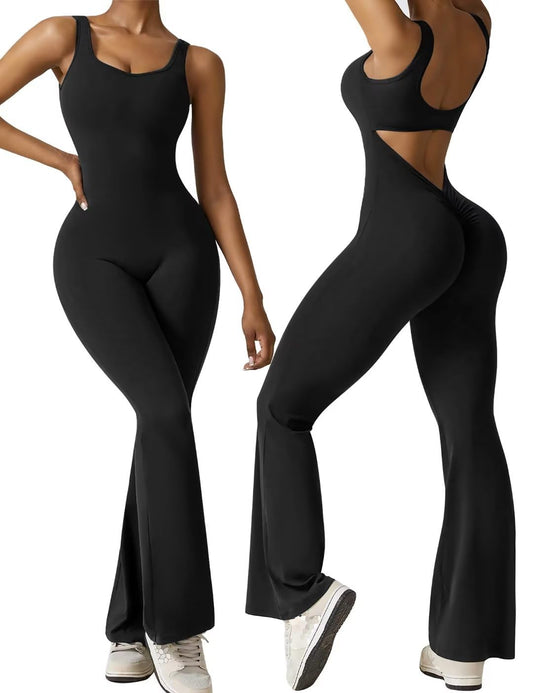 Women's Sleeveless Backless Flare Jumpsuits