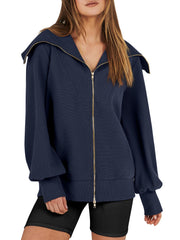 Women's Oversized Zip Up Sweatshirt