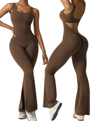 Women's Sleeveless Backless Flare Jumpsuits