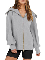Women's Oversized Zip Up Sweatshirt