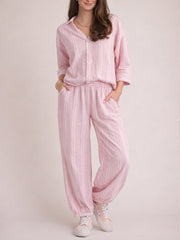 Women¡¯s Oversized Stripe Two Piece Set