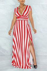 SEXY STRIPED HIGH WAIST MAXI DRESS