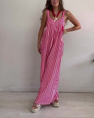 Women's Loose Casual Striped Jumpsuit