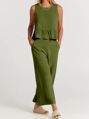Women's Summer 2 Pieces Outfits - Lounge Set with Pockets