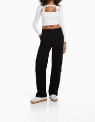 Adjustable Multi-pocket Twill Cargo Trousers