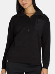 Women's Quarter Zip Side Slit Zipper Pullover