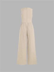 Women's Solid Sleeveless Wide Leg Jumpsuit