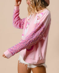 Women's Sequine Santa Christmas Sweatshirt