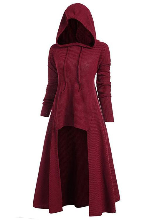 Hooded High Low Drop Shoulder Longline Sweater