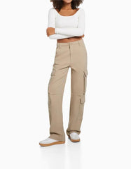 Adjustable Multi-pocket Twill Cargo Trousers