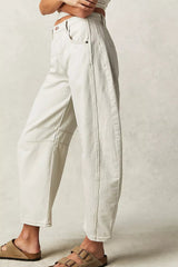 High Stretch Mid-Rise Barrel Jeans Fashion Wide Leg Shape