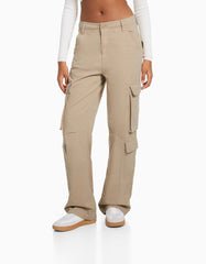 Adjustable Multi-pocket Twill Cargo Trousers