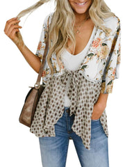 Summer Floral Kimono Ruffle Sleeve Tie Cardigans