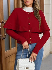 Women's Long Sleeve Fall Knit Cape Sweaters